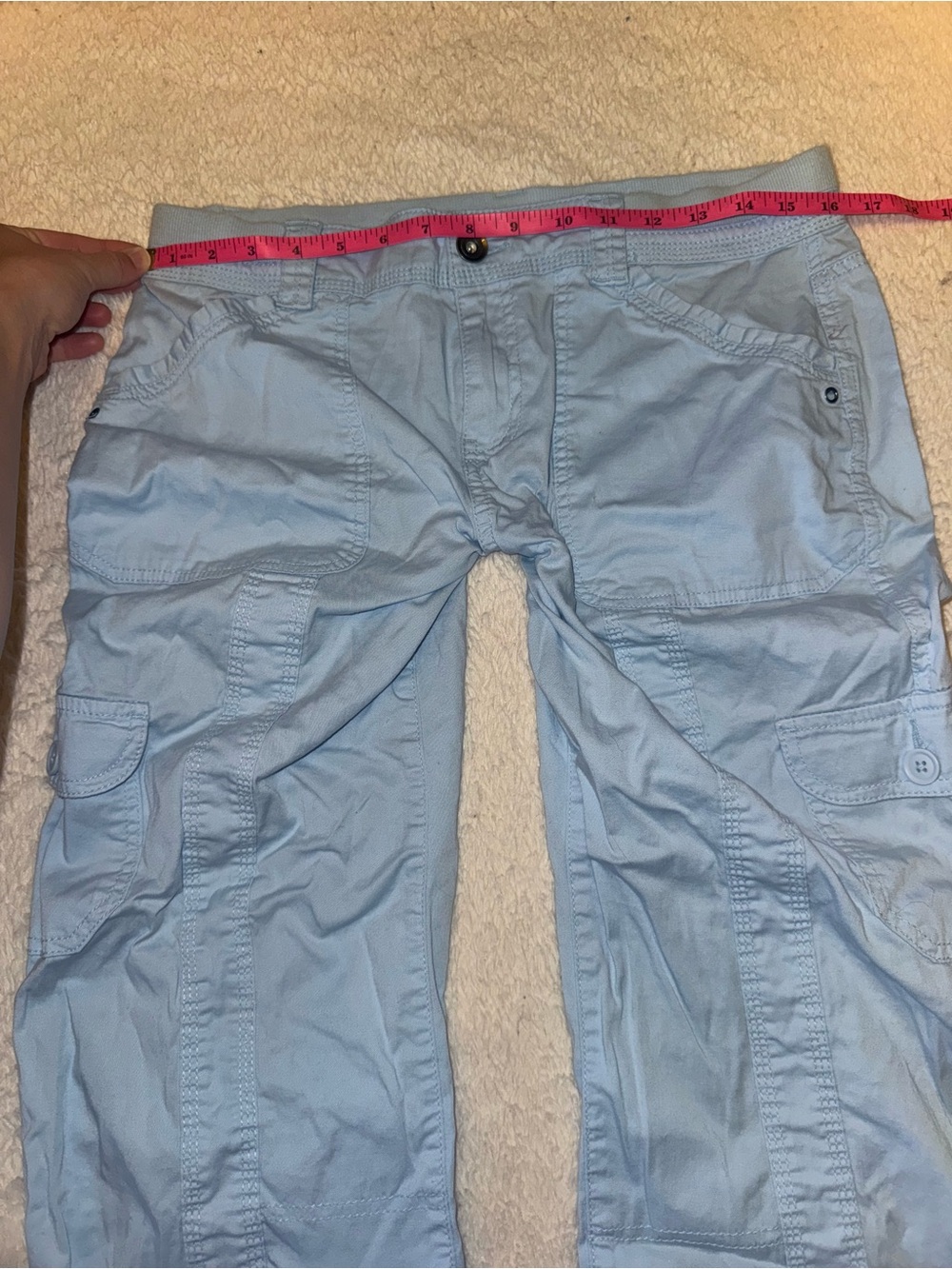 Style & Co Baby Blue Cargo Capri Pants Y2K Utility 🌸🩵 - Picture 4 of 9